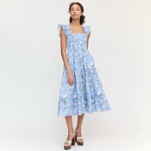 Hill House Light Blue Floral Midi Dress